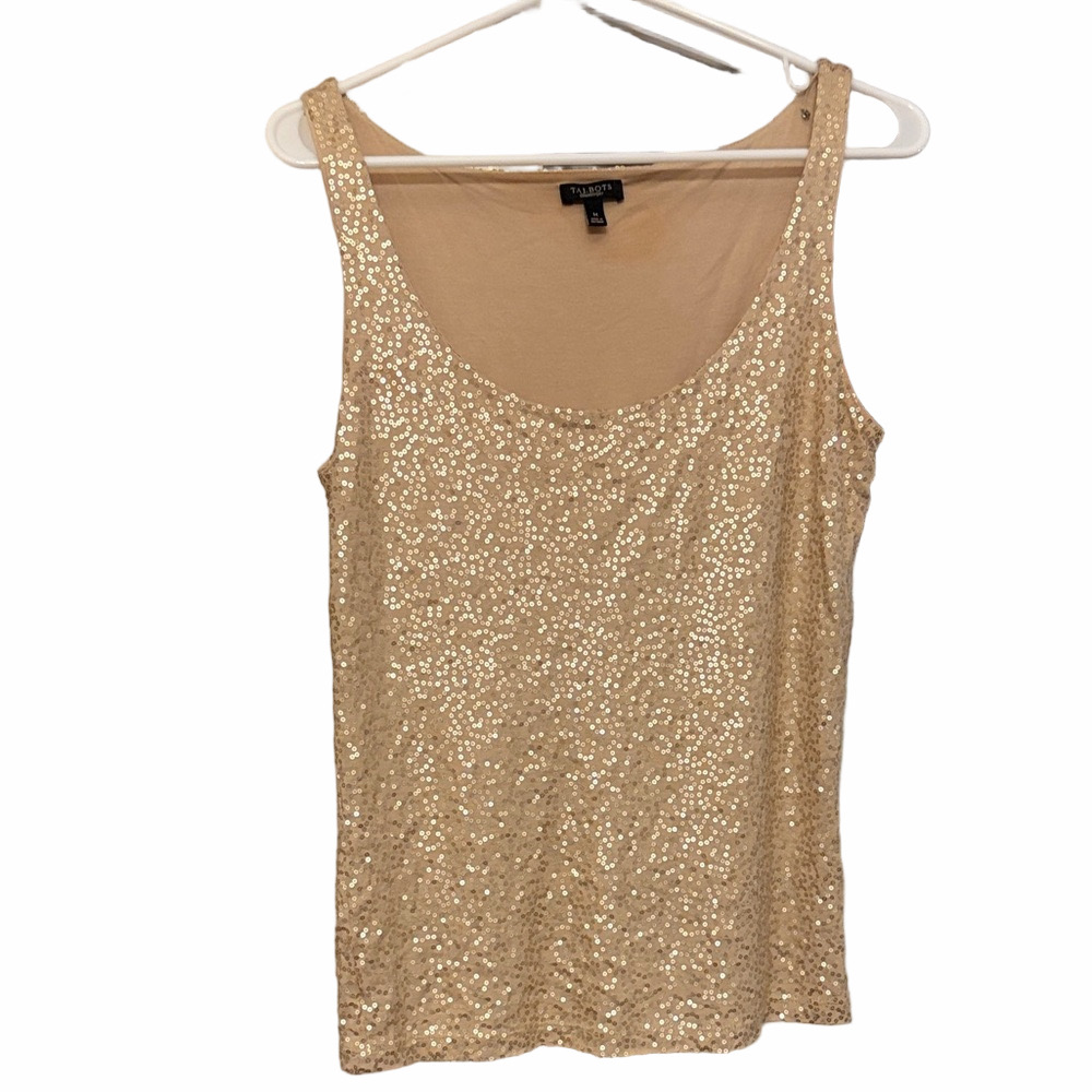 Talbots sequined Gold Tank Top. Size M